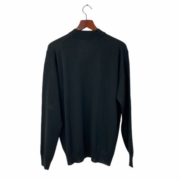 NWT NEIMAN MARCUS Black Mock Neck Merino Wool Blend Sweater Men's L - Picture 7 of 8